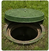 Open septic tank access lid